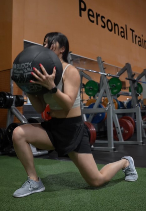 Medicine Ball Slam to Jumping Lunge